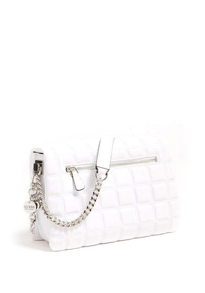 Guess Kamina Medium Quilted Shoulder Bag, White