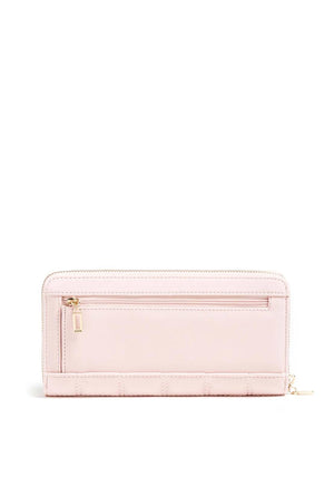 Guess Kamina SLG Large Quilted Zip Around Wallet, Blush Pink