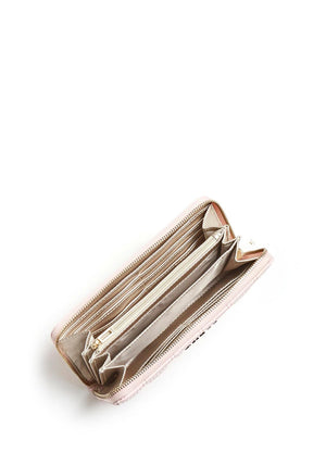 Guess Kamina SLG Large Quilted Zip Around Wallet, Blush Pink