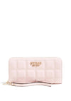Guess Kamina SLG Large Quilted Zip Around Wallet, Blush Pink