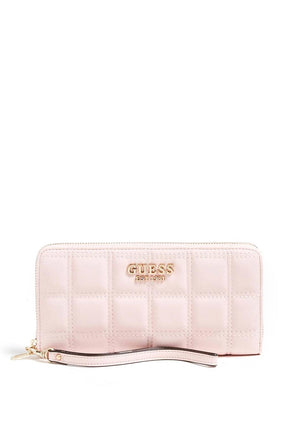 Guess Kamina SLG Large Quilted Zip Around Wallet, Blush Pink