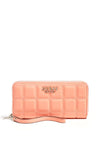 Guess Kamina SLG Large Quilted Zip Around Wallet, Coral