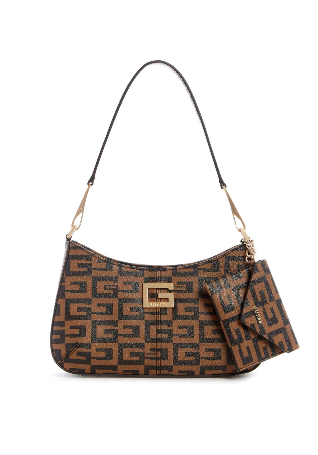 Guess 40th Anniversary Logo Graphic Small Shoulder Bag, Brown Multi