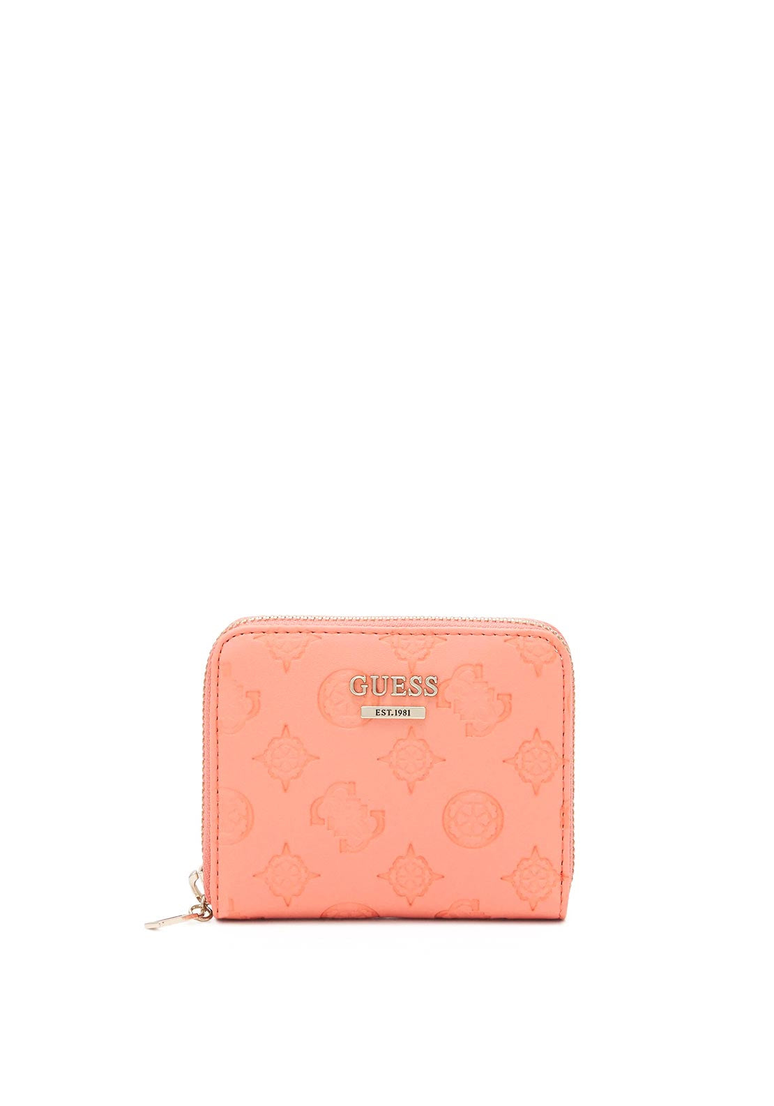 Guess Dayane SLG Small Embossed Zip Around Wallet, Coral