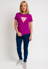 Guess Womens Original Triangle Logo T-Shirt, Purple