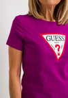 Guess Womens Original Triangle Logo T-Shirt, Purple