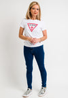 Guess Womens Original Triangle Logo T-Shirt, White