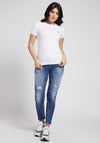 Guess Womens Mini Triangle Logo T-Shirt, White