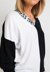 Guess Womens Dalia V Neck Contrast Knit Jumper, Black