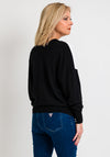 Guess Womens Dalia V Neck Contrast Knit Jumper, Black