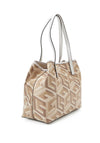 Guess Vikky Medium Logo Print Tote Bag, Taupe Logo