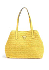 Guess Vikky Woven Medium Tote, Yellow