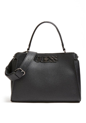 Guess Uptown Chic Large Lock Satchel Bag, Black