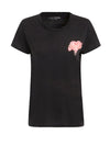 Guess Womens ‘Guess Café’ print T-Shirt, Black Multi