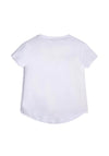 Guess Girls Glitter Triangle Logo T-Shirt, White
