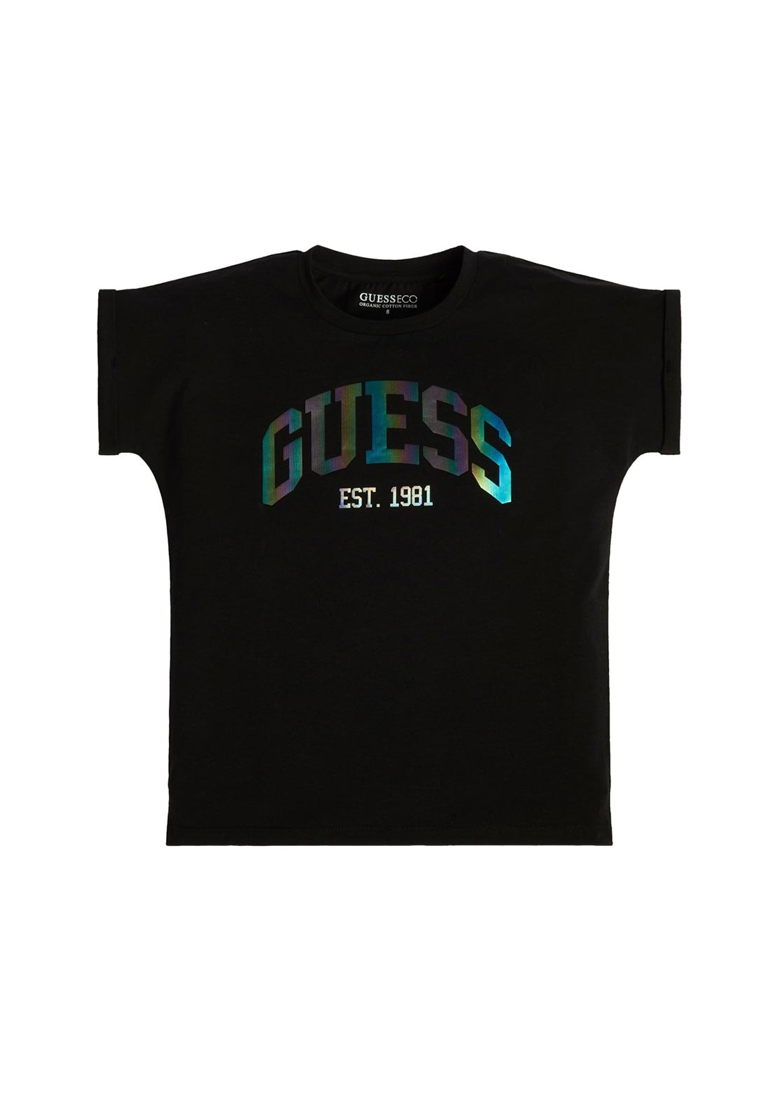 Guess Girls Iridescent Logo T-Shirt, Black
