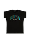 Guess Girls Iridescent Logo T-Shirt, Black