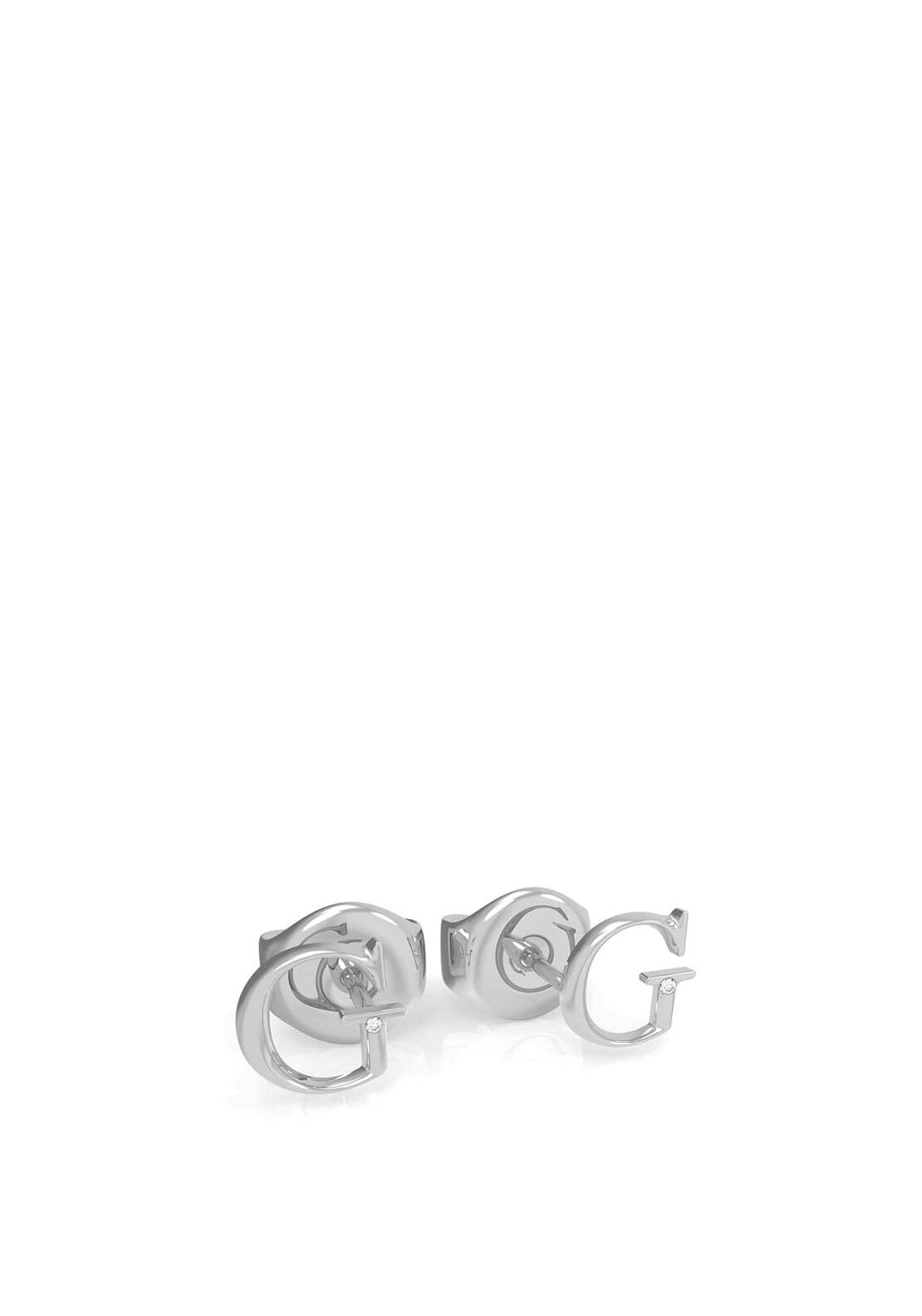 Guess “G” Logo Stud Earrings, Silver