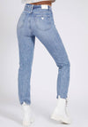 Guess Womens Start Tapered High Mom Jean, Blue