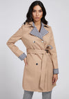 Guess Reversible Classic & Gingham Trench Coat, Beige Multi