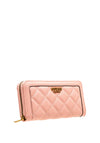 Guess Abey Quilted Pebbled Faux Leather Zip Around Wallet, Dusty Pink