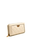 Guess Abey Quilted Pebbled Faux Leather Large Zip Around Wallet, Stone