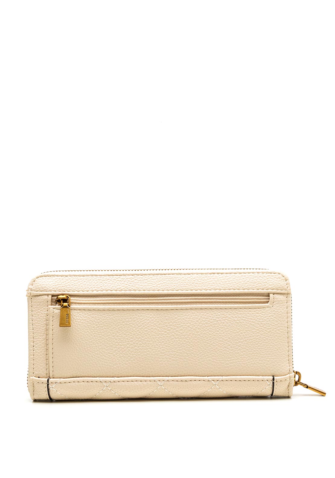 Guess Abey Quilted Pebbled Faux Leather Large Zip Around Wallet, Stone