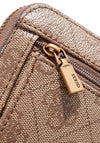 Guess Nell Logo Large Zip Around Wallet, Latte
