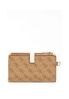 Guess Zadie Logo Print Snap Button Wallet, Latte