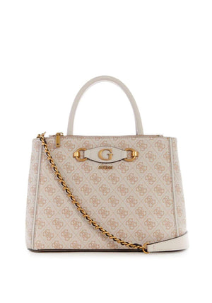 Guess Izzy 4G Logo Satchel Bag, Stone
