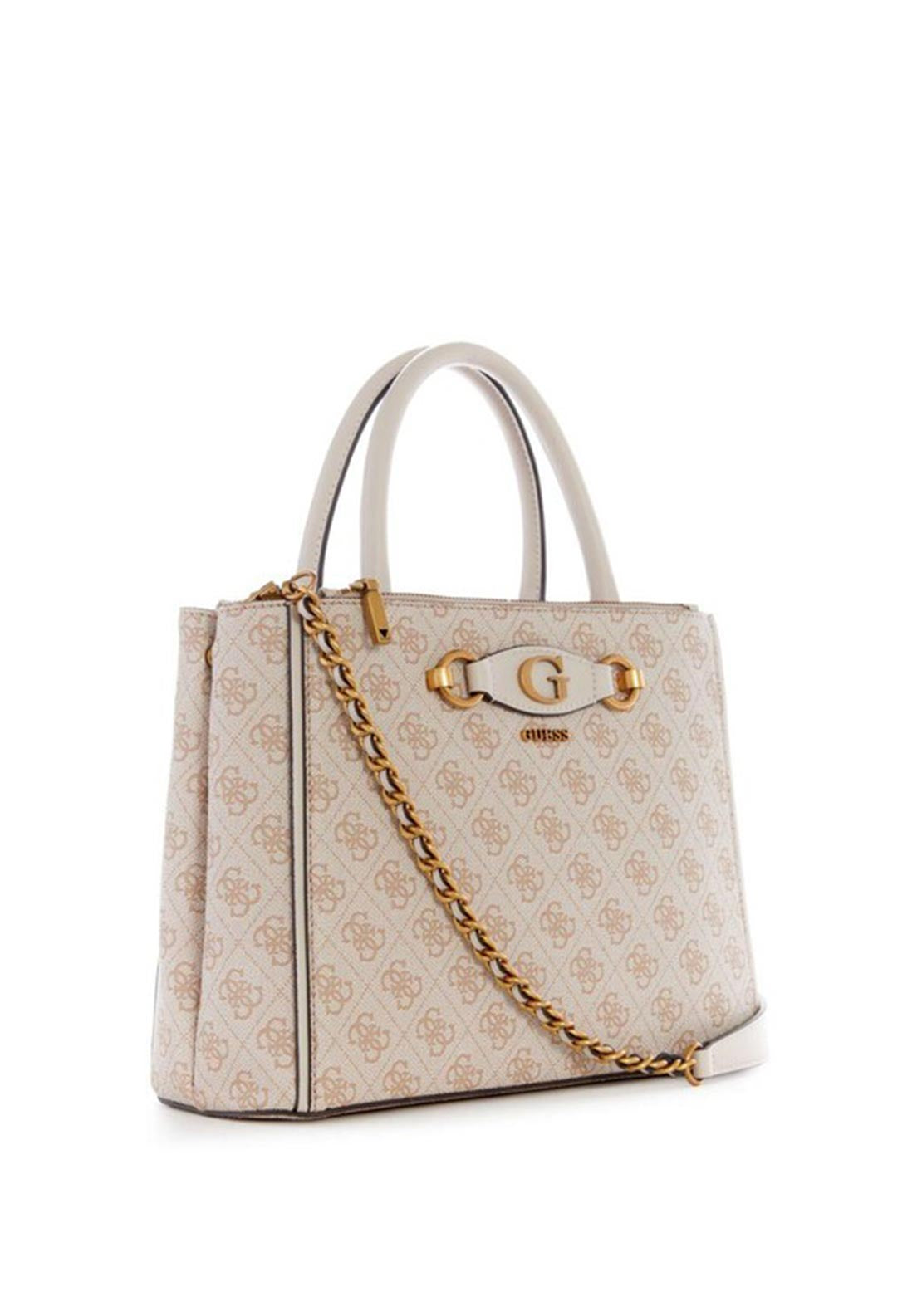 Guess Izzy 4G Logo Satchel Bag, Stone