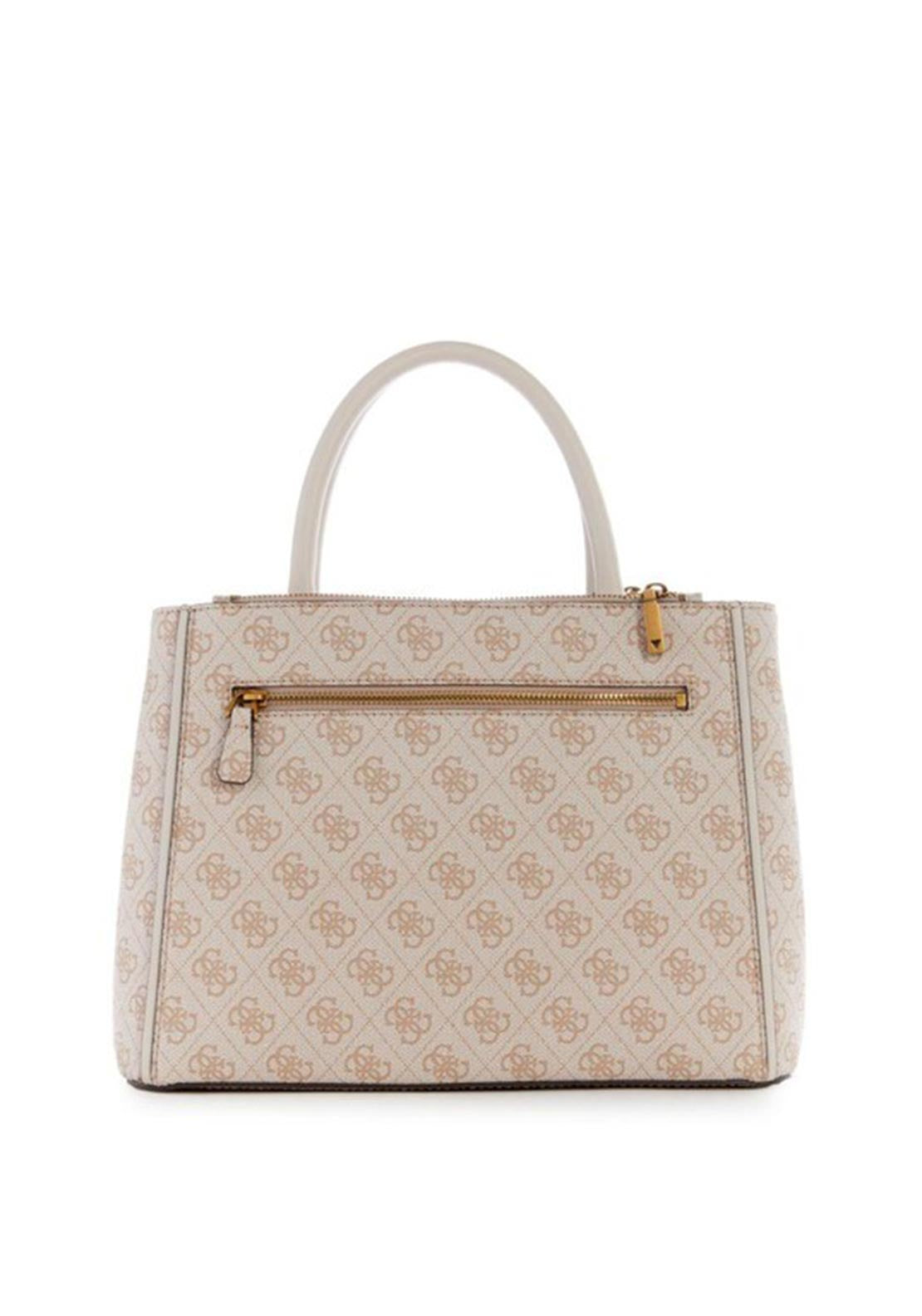 Guess Izzy 4G Logo Satchel Bag, Stone