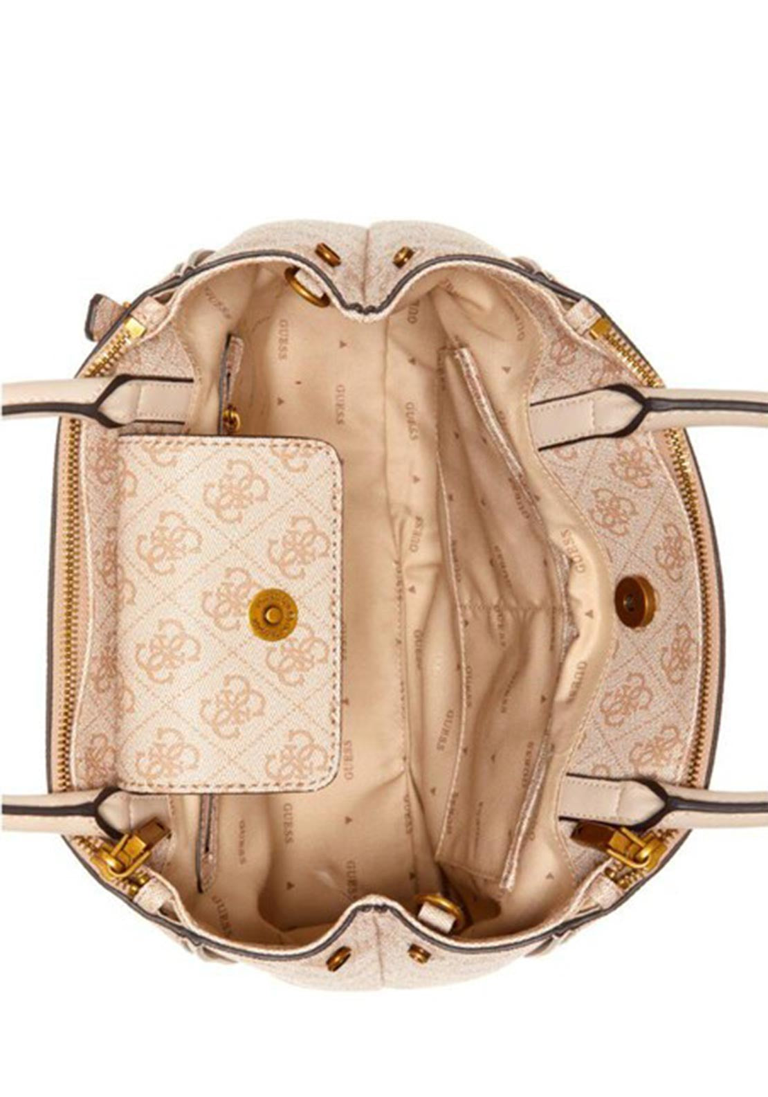 Guess Izzy 4G Logo Satchel Bag, Stone