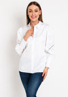 Guess Womens Floral Embroidered Outline Shirt, White