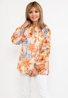 Guess Womens Floral Chiffon Blouse, Orange