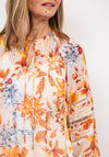 Guess Womens Floral Chiffon Blouse, Orange