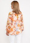 Guess Womens Floral Chiffon Blouse, Orange