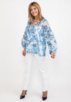 Guess Womens Floral Chiffon Blouse, Blue