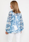 Guess Womens Floral Chiffon Blouse, Blue
