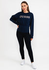 Guess Womens Embroidered Logo Sweatshirt, Navy