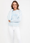 Guess Womens Embroidered Logo Sweatshirt, Light Blue