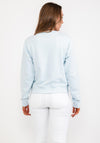 Guess Womens Embroidered Logo Sweatshirt, Light Blue