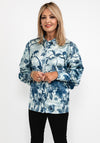 Guess Womens Print Satin Shirt, Blue