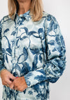 Guess Womens Print Satin Shirt, Blue