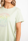 Guess Womens Rainbow Embroidered Graphic T-Shirt, Green