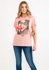 Guess Womens Singer Songwriter Graphic T-Shirt, Pink Multi