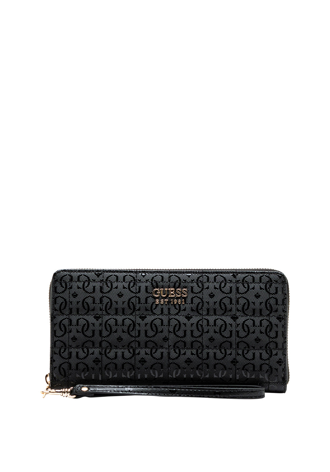 Guess Kobo Quilted 4G Logo Zip Around Wallet, Black