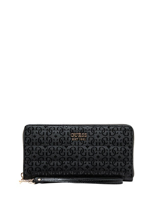 Guess Kobo Quilted 4G Logo Zip Around Wallet, Black