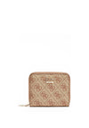 Guess Zadie 4G Logo Print Zip Around Mini Wallet, Latte