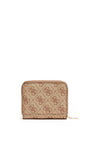 Guess Zadie 4G Logo Print Zip Around Mini Wallet, Latte